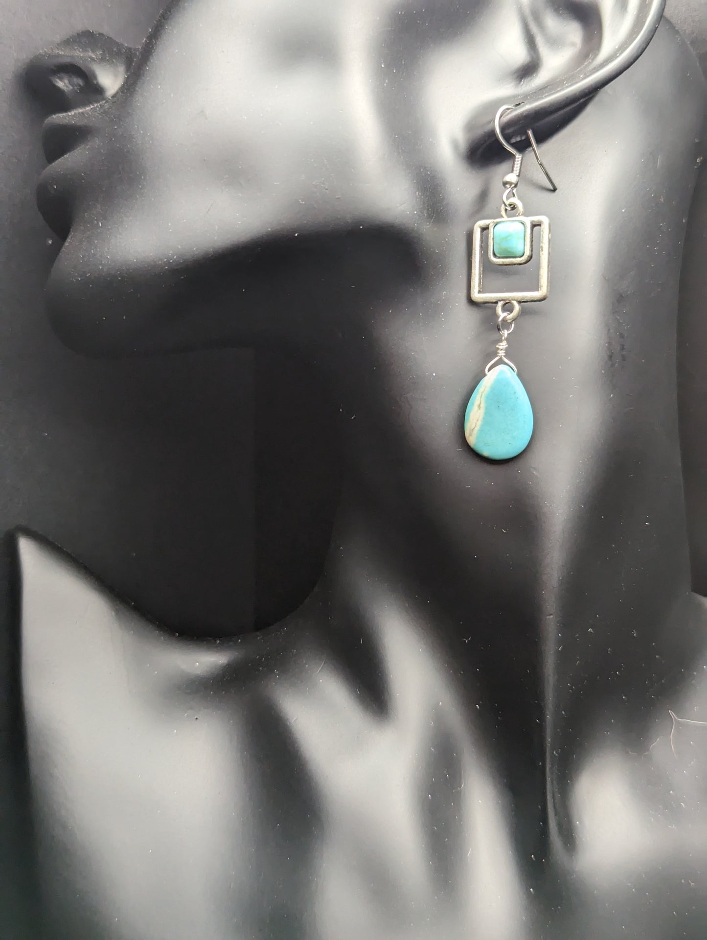 Turquoise and Silver Dangle Earrings