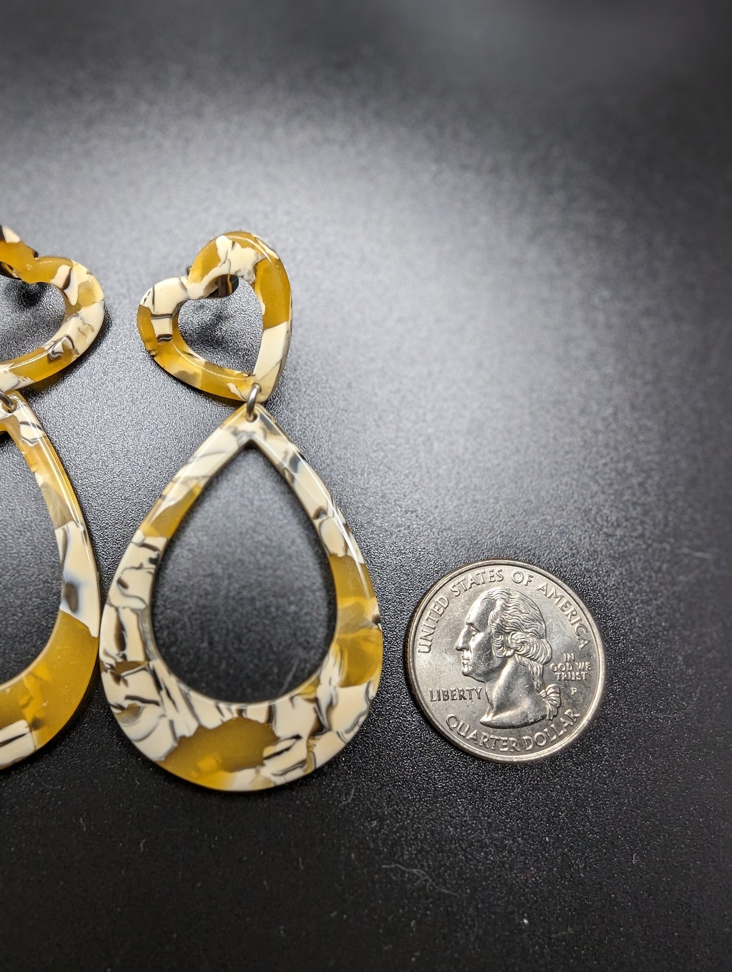 Yellow Heart Acetate Stud Earrings