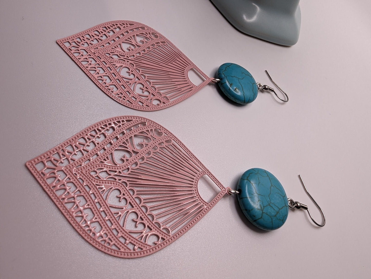 Pink and turquoise earrings