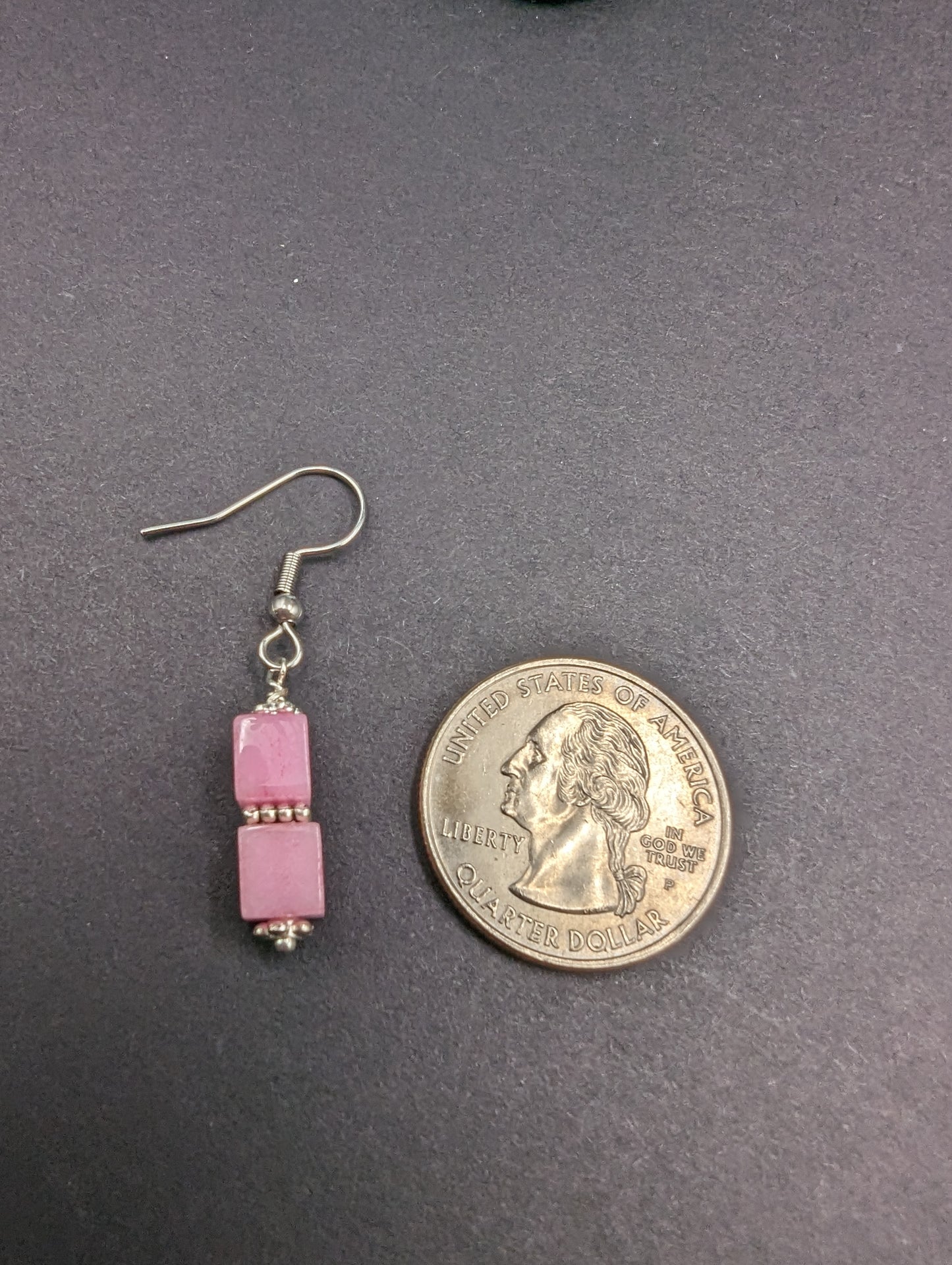 Pink cube dangle earrings