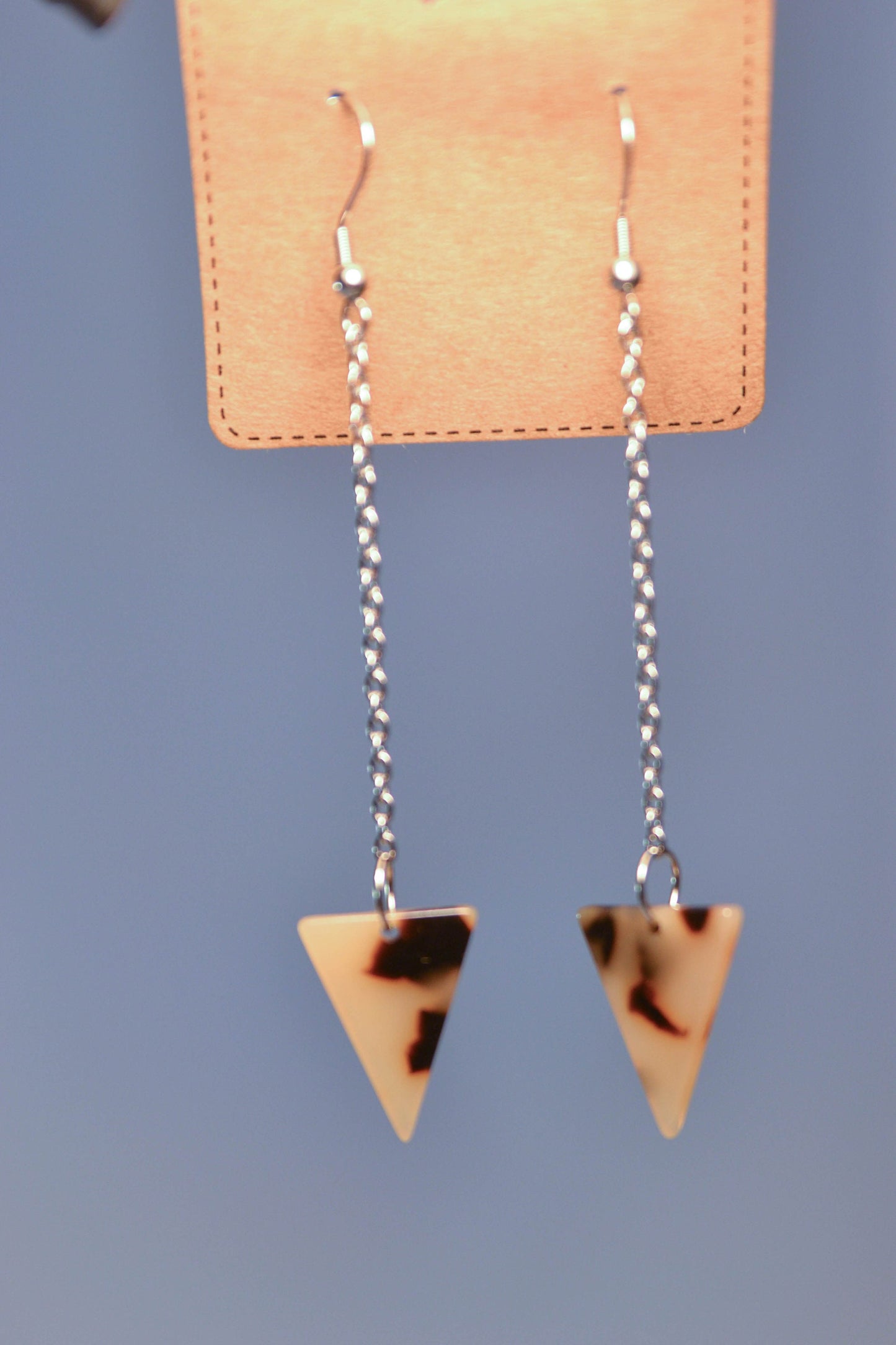 Tortoise Shell Triangle Drop Earrings