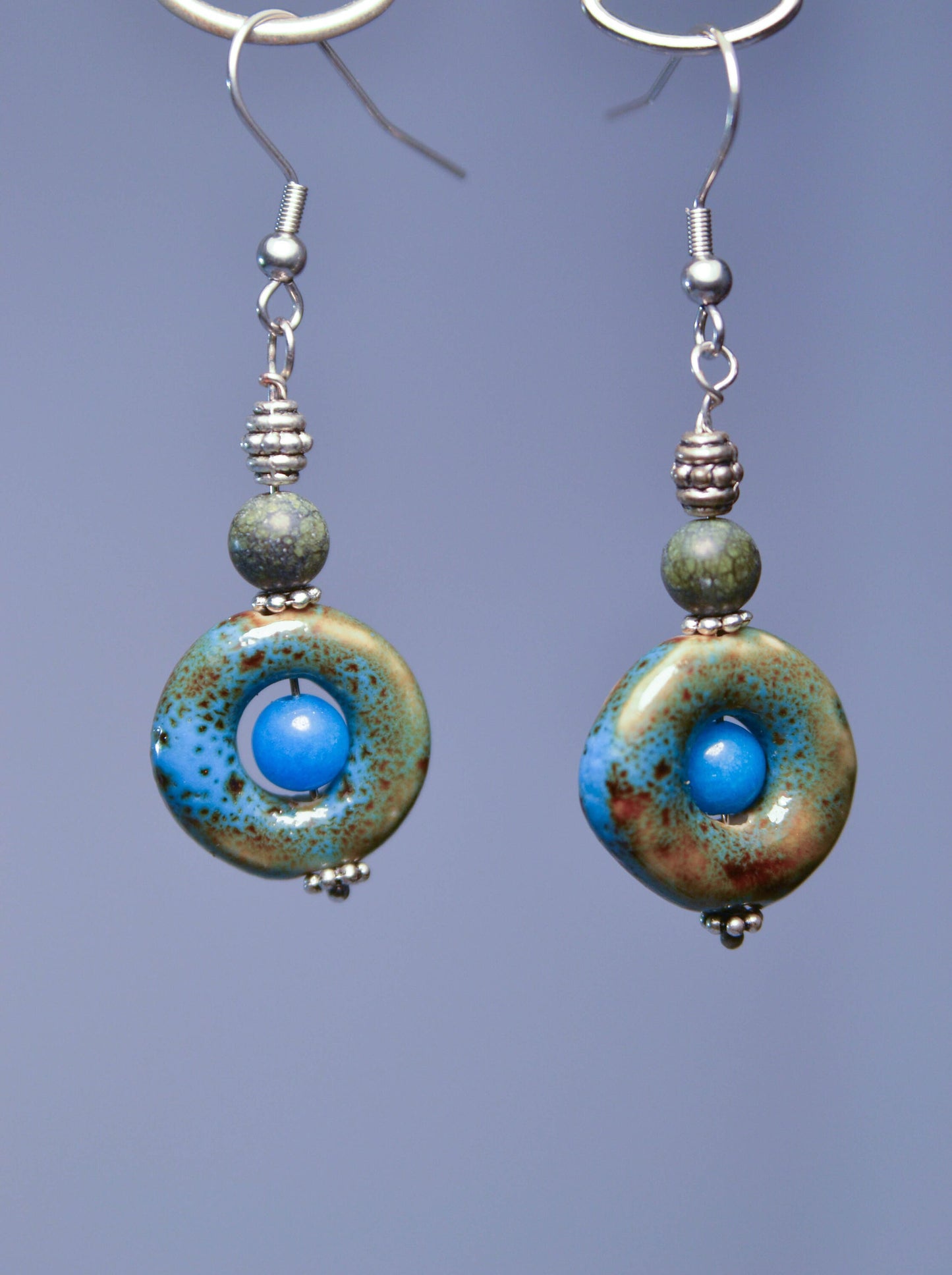 Zen Green and Blue Dangle Earrings