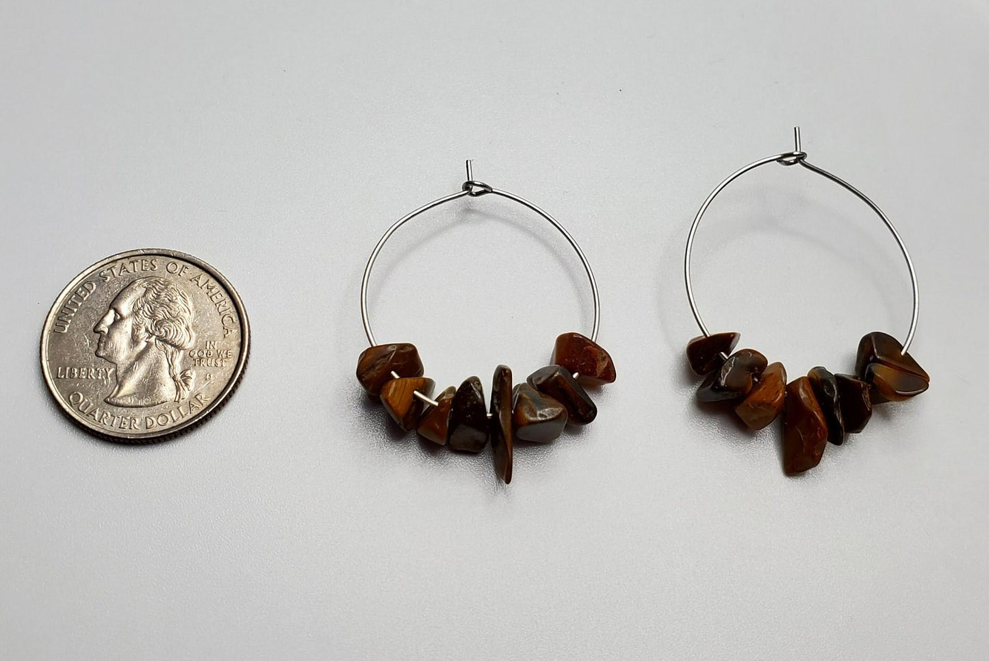 Tiger's Eye Hoop Earrings | Stainless Steel