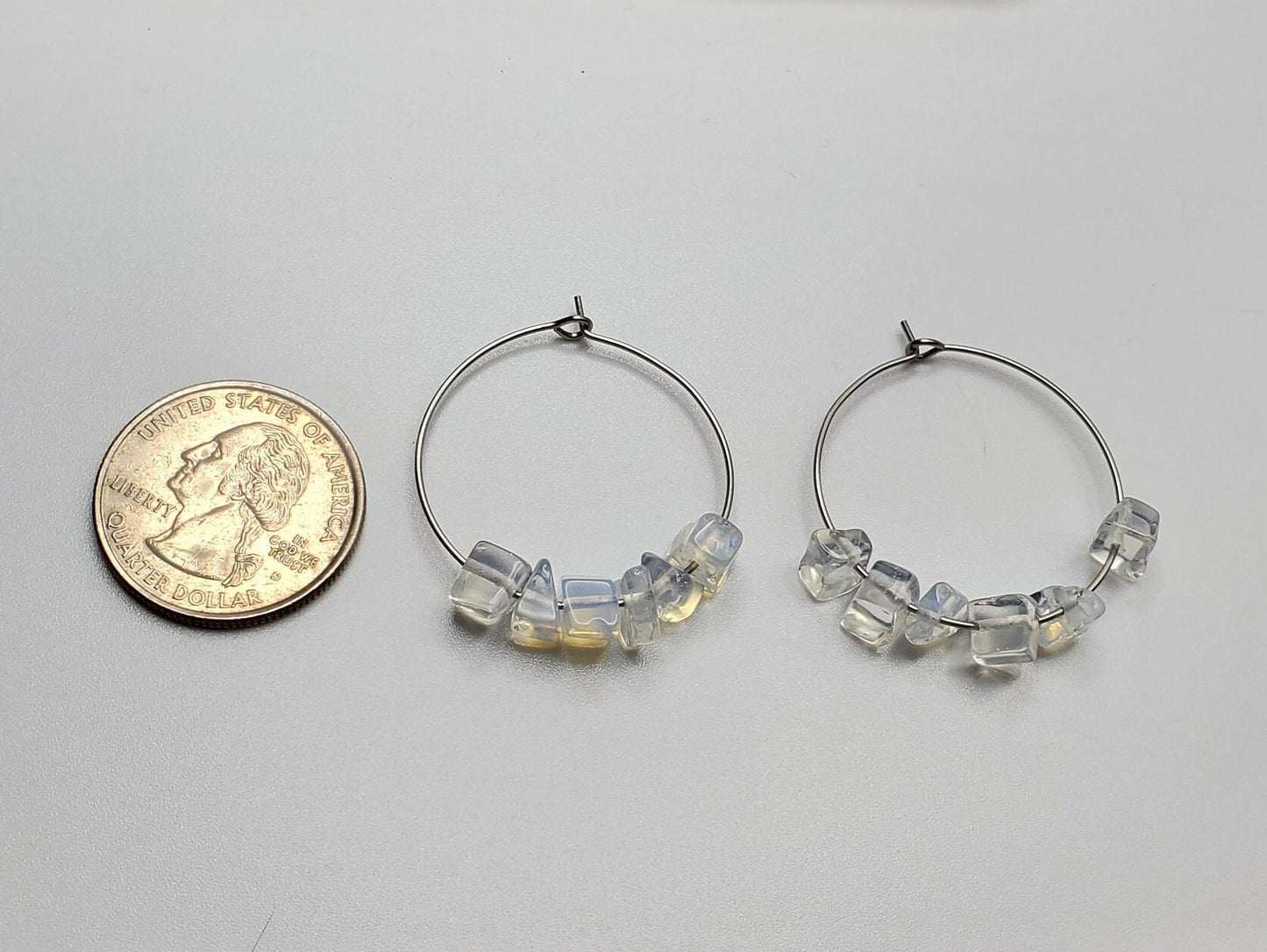 Opalite Hoop Earrings | Stainless Steel