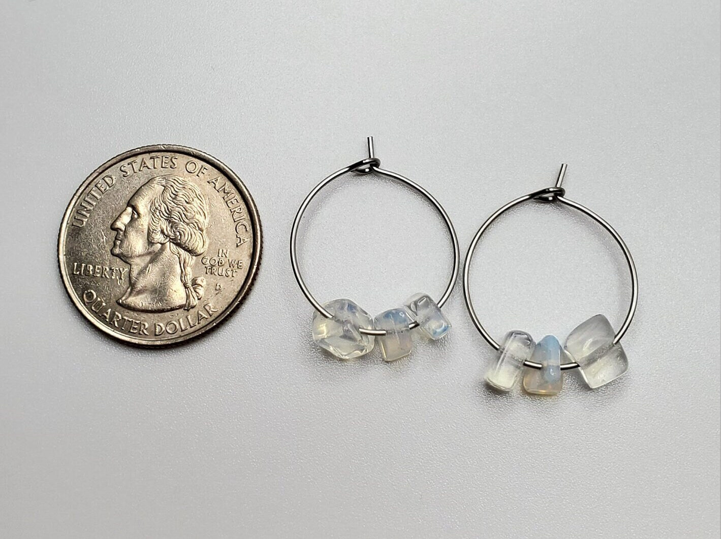 Small | Opalite Hoop Earrings | Stainless Steel