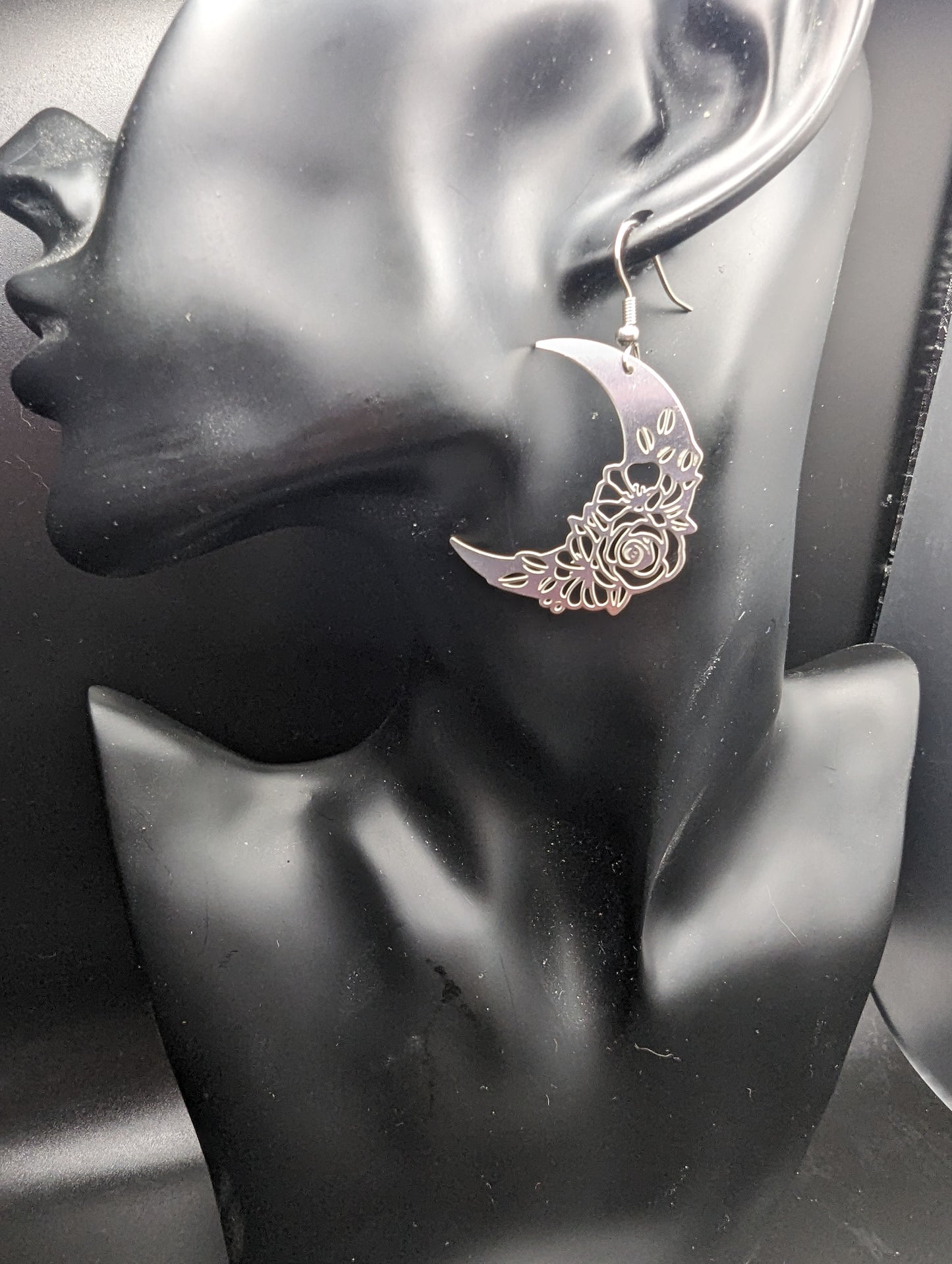 Floral Celestial Moon Earrings
