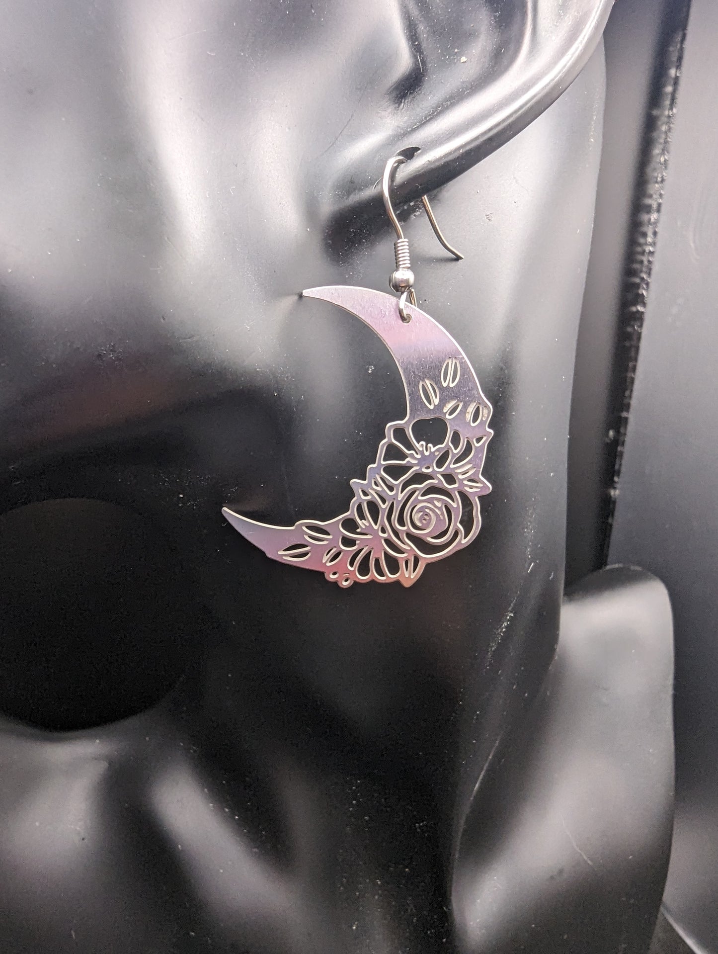 Floral Celestial Moon Earrings