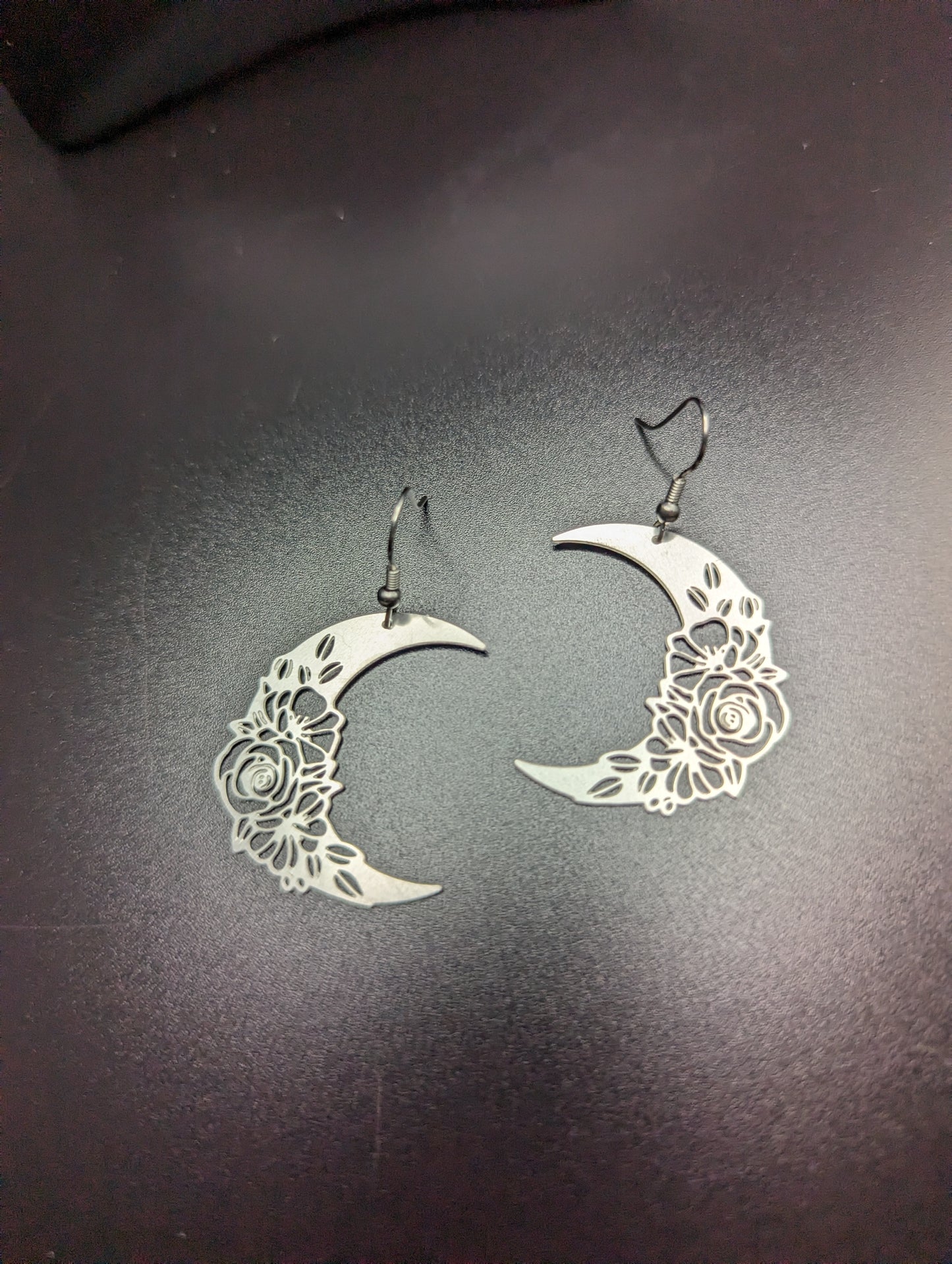 Floral Celestial Moon Earrings
