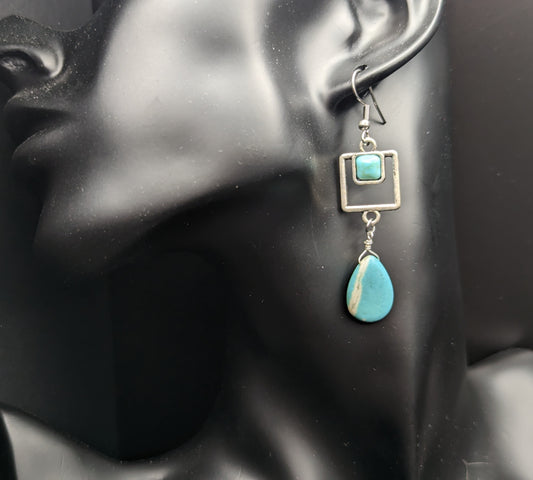 Turquoise and Silver Dangle Earrings