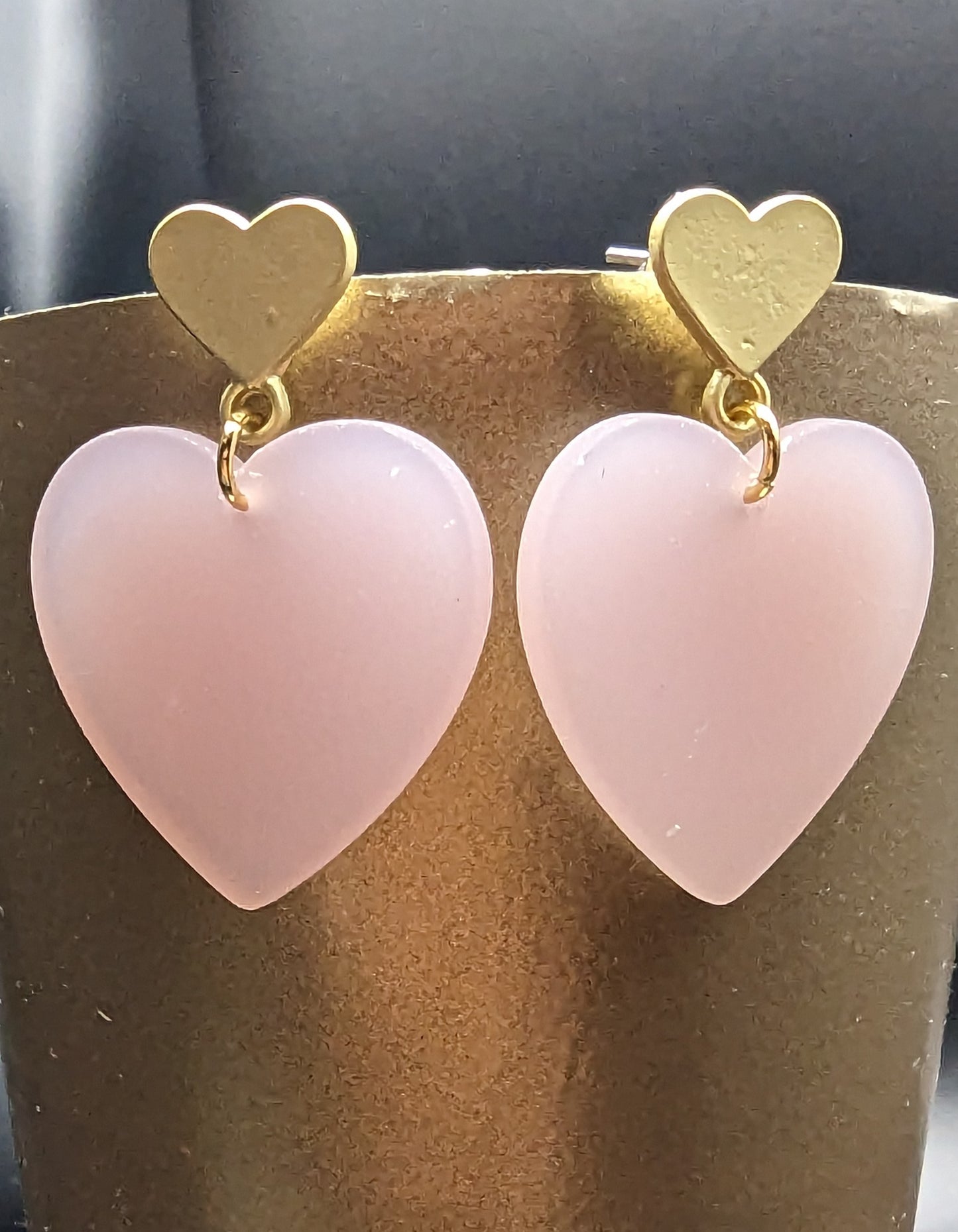 Pink and Gold Stud Earrings