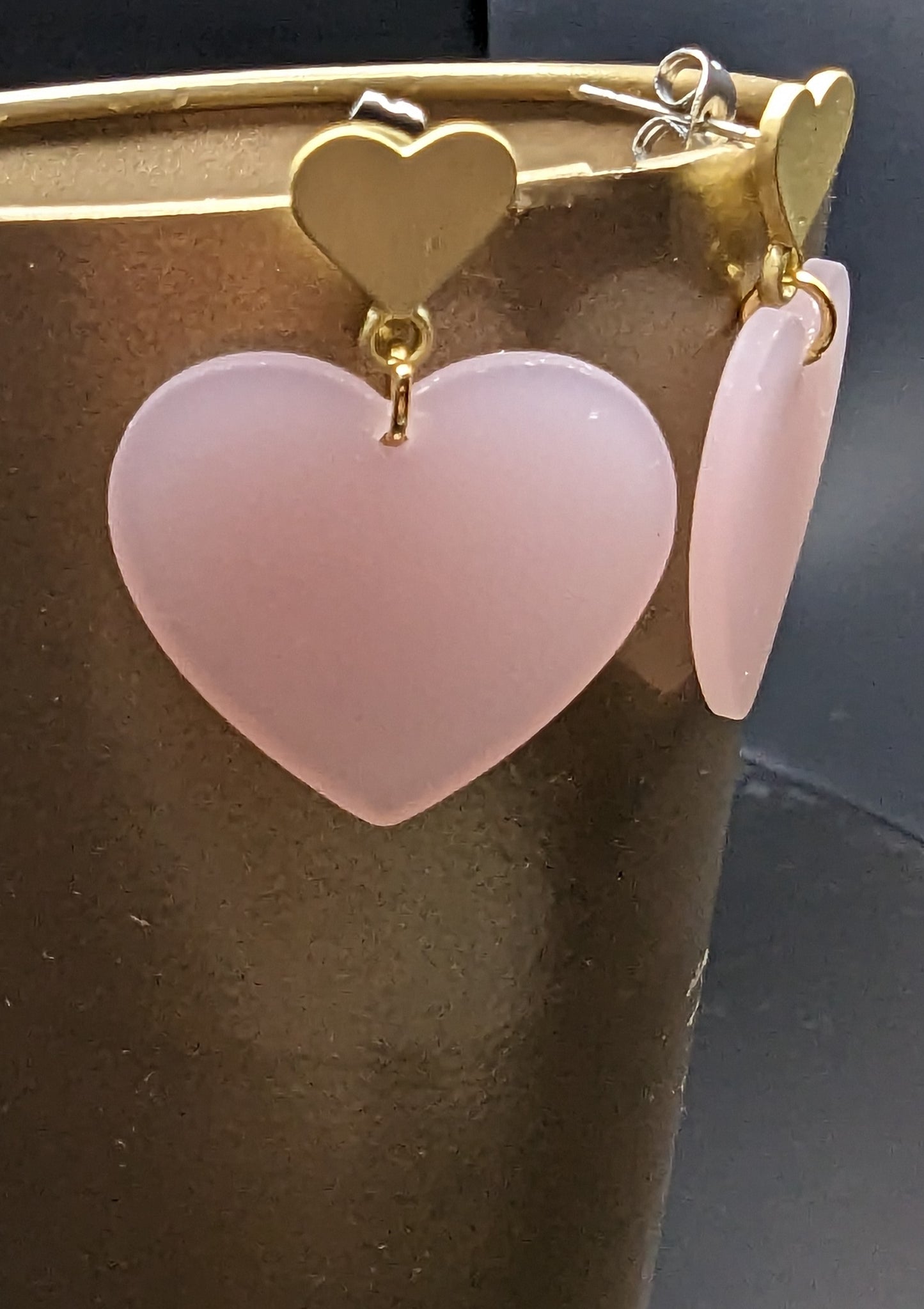 Pink and Gold Stud Earrings