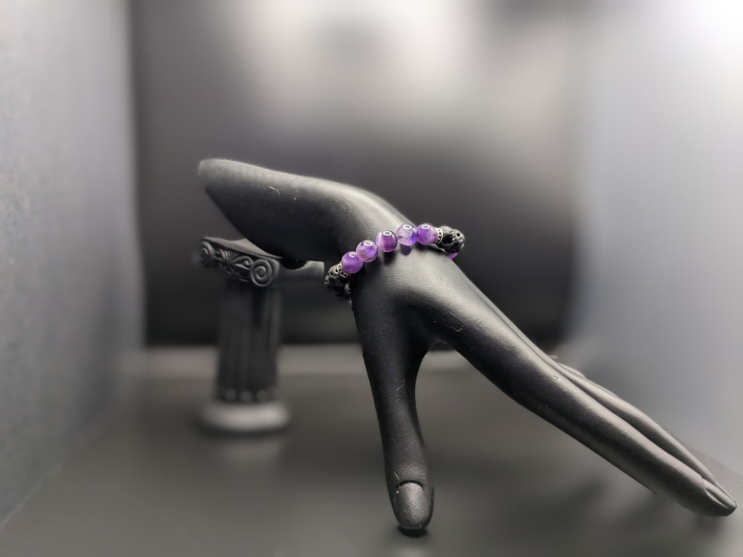 Amethyst and Lava Bracelet