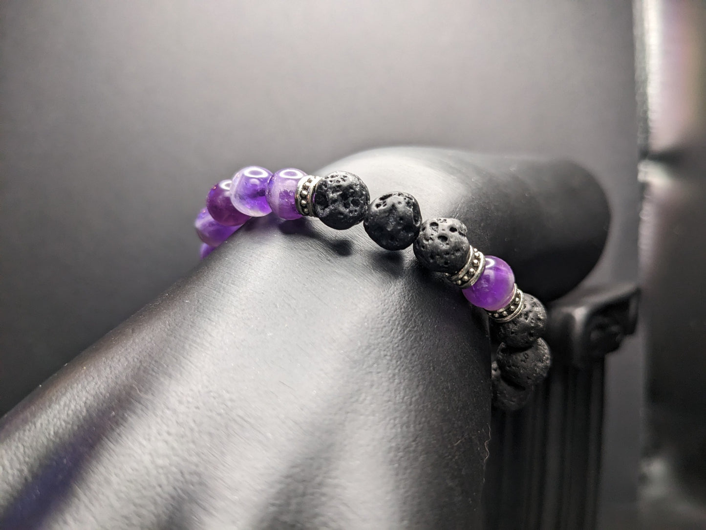 Amethyst and Lava Bracelet