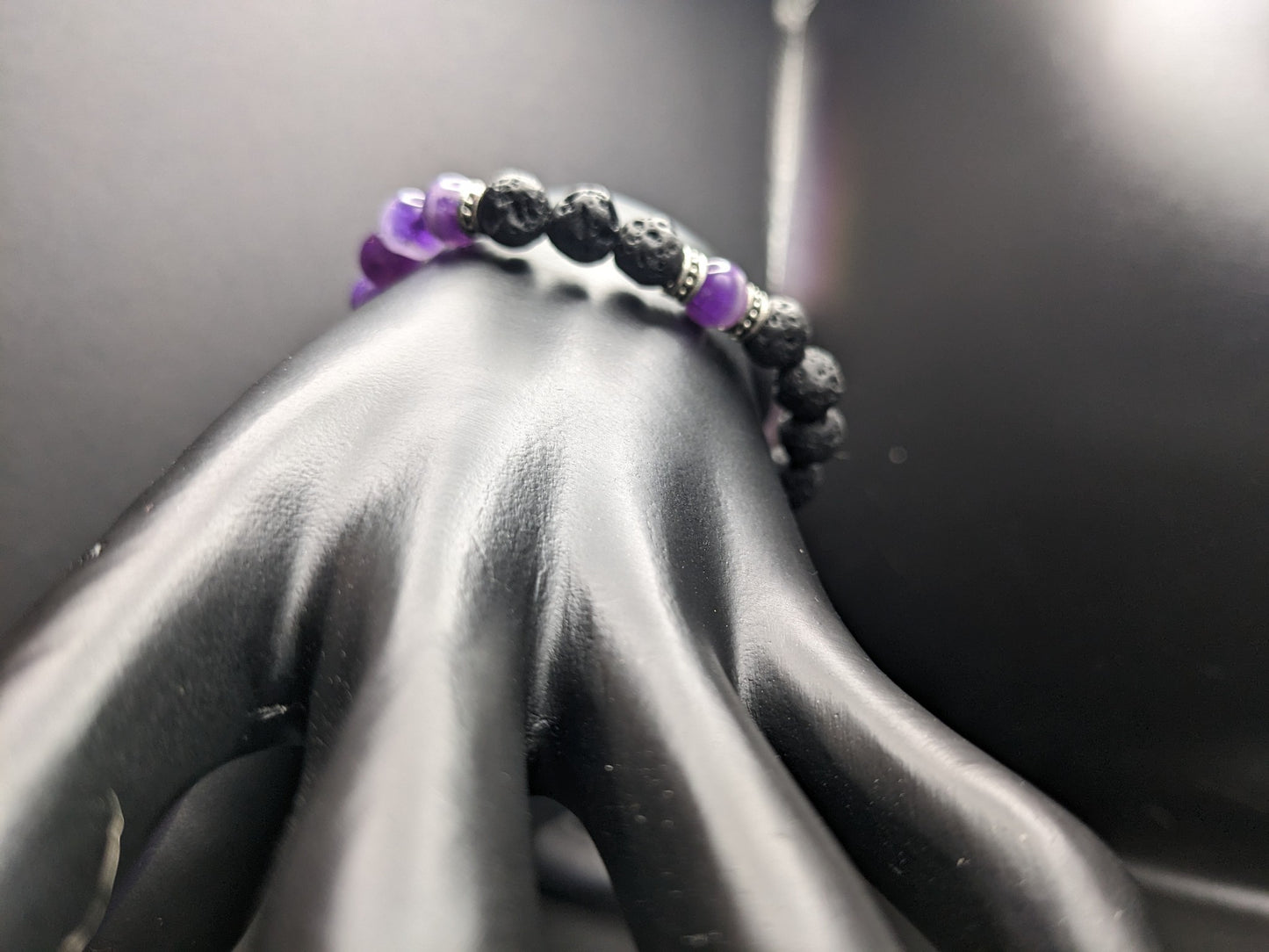 Amethyst and Lava Bracelet