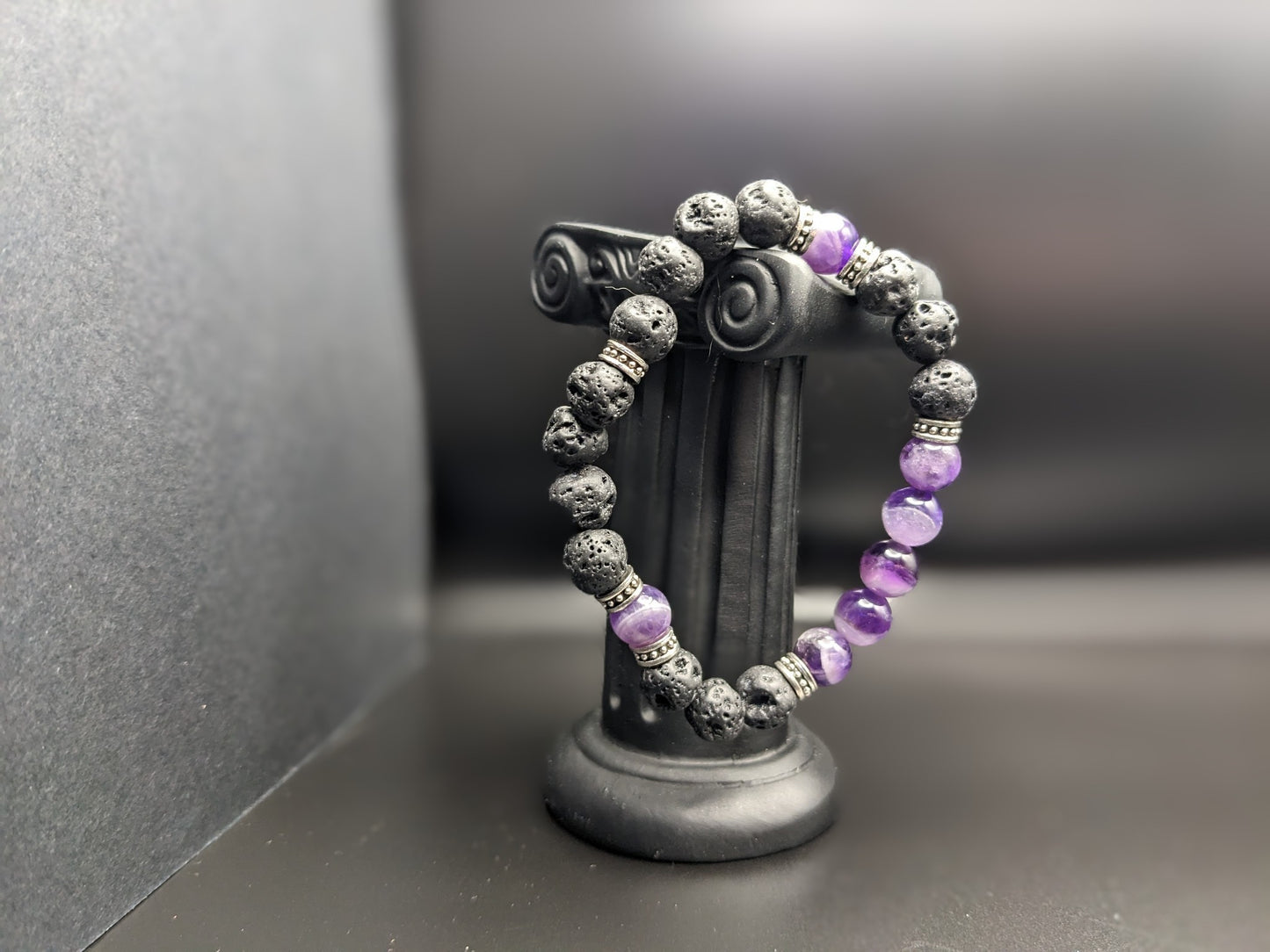 Amethyst and Lava Bracelet