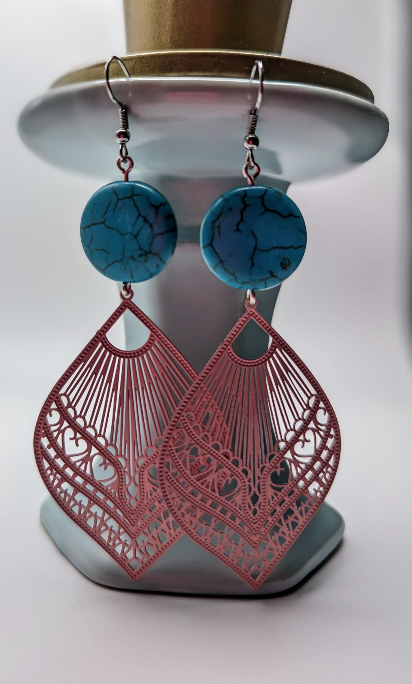 Pink and turquoise earrings