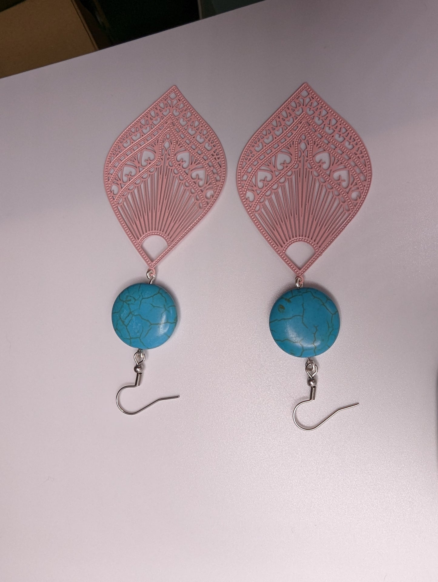 Pink and turquoise earrings