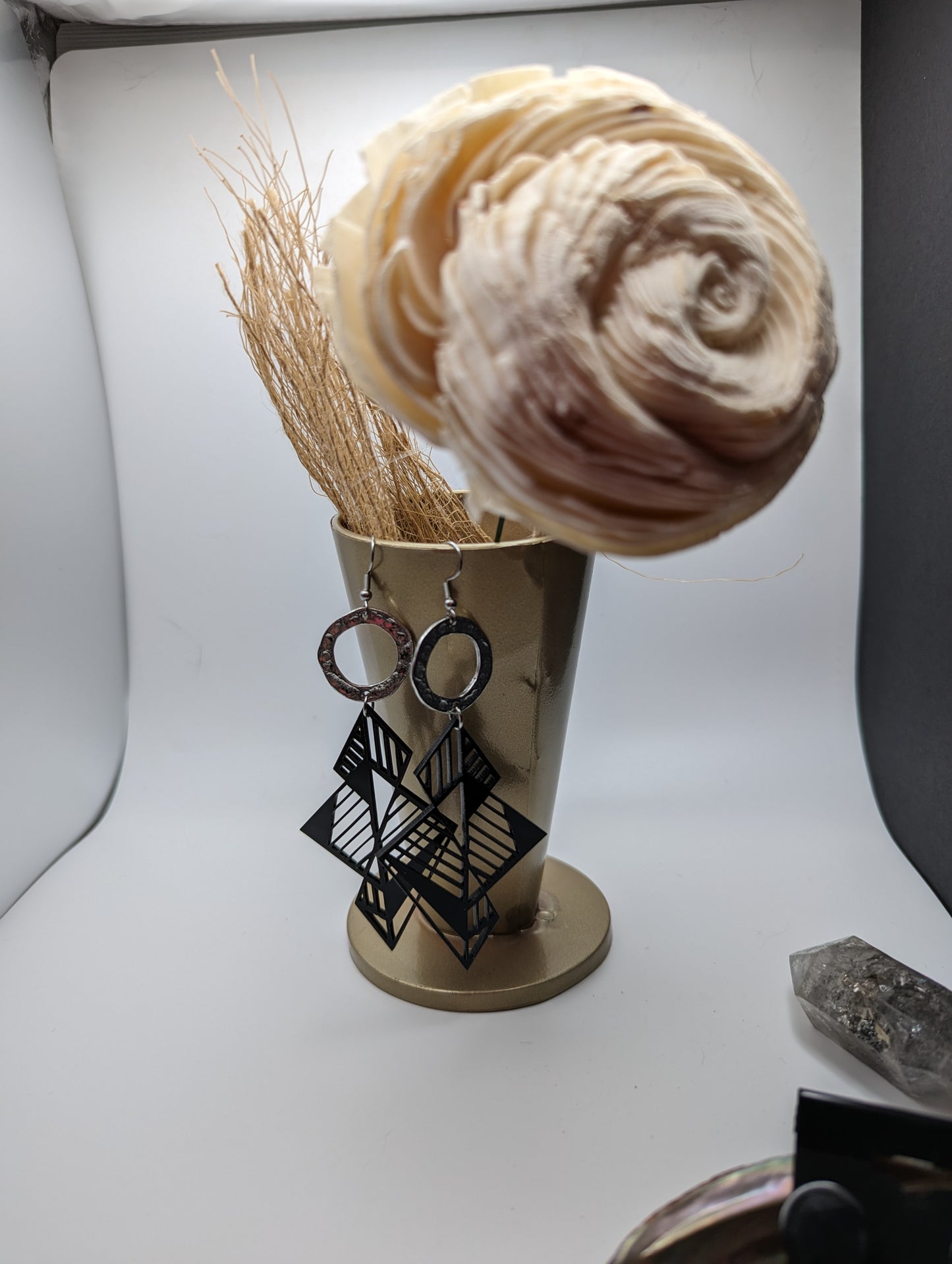 Lightning Etched Long Earrings