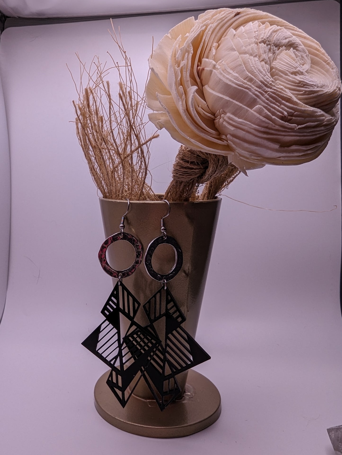 Lightning Etched Long Earrings