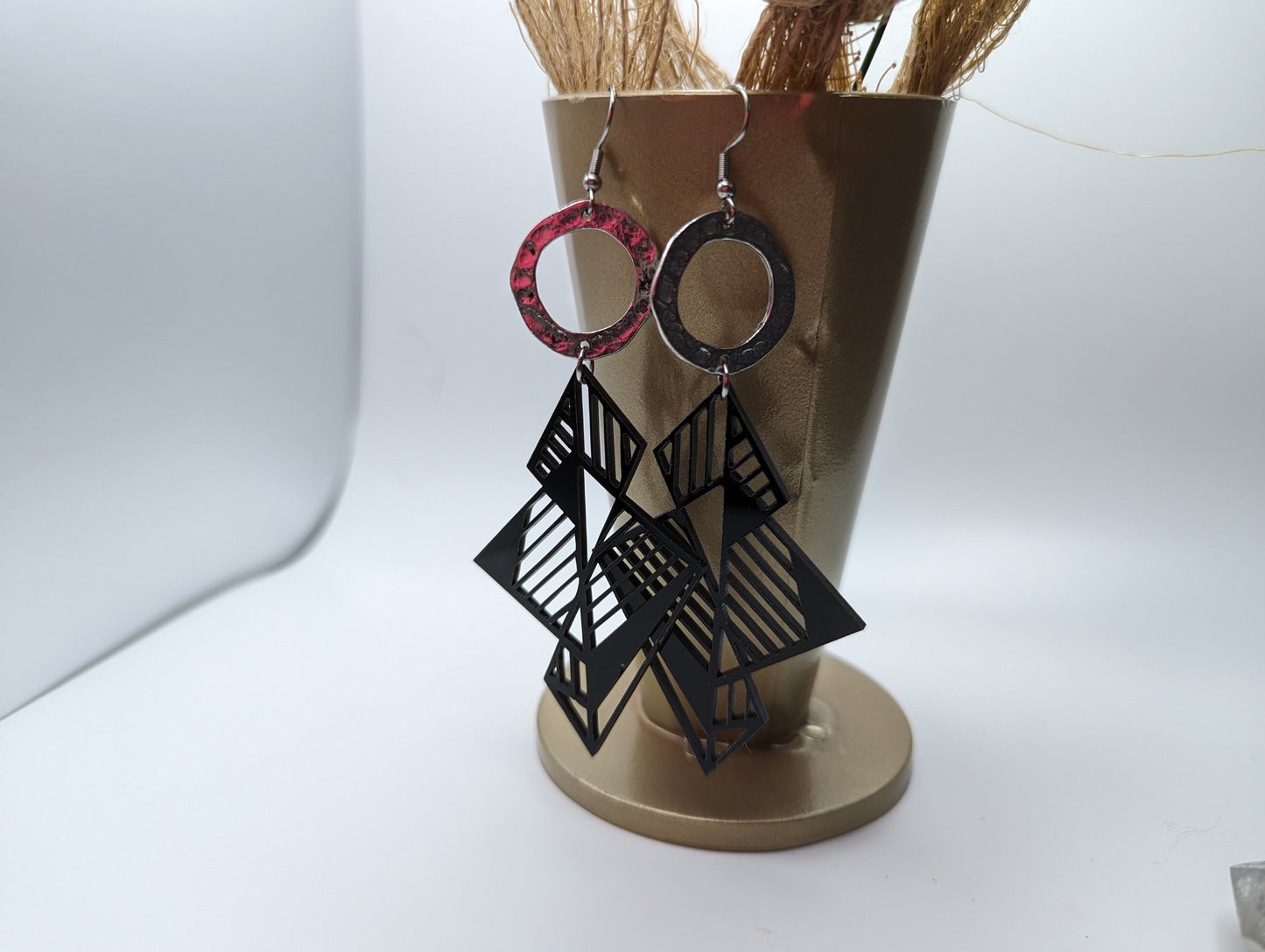 Lightning Etched Long Earrings