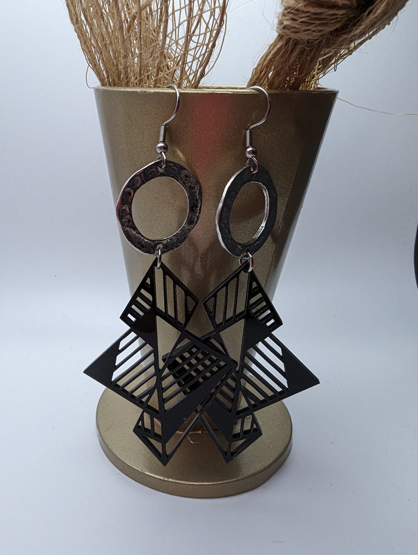 Lightning Etched Long Earrings