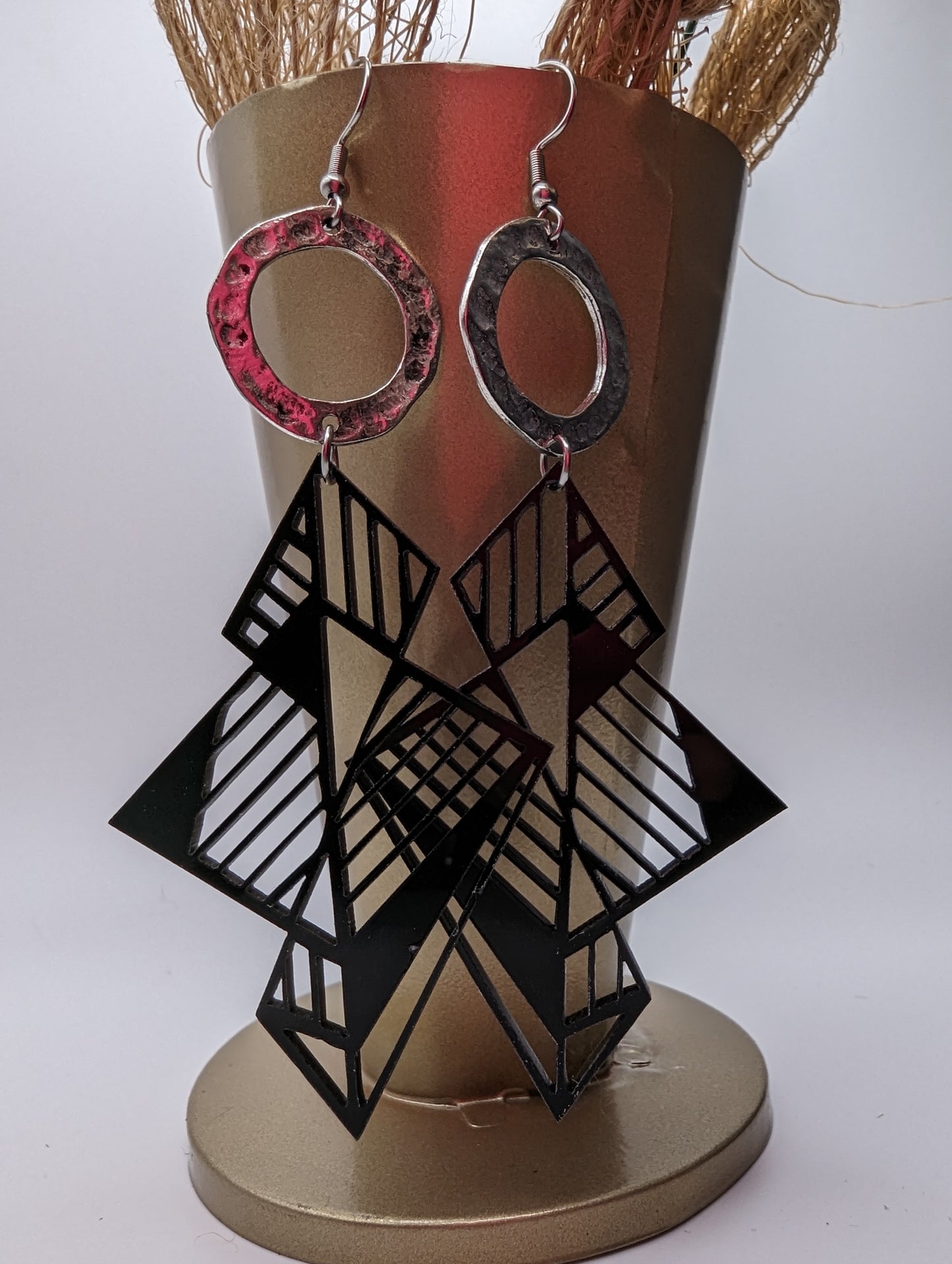 Lightning Etched Long Earrings