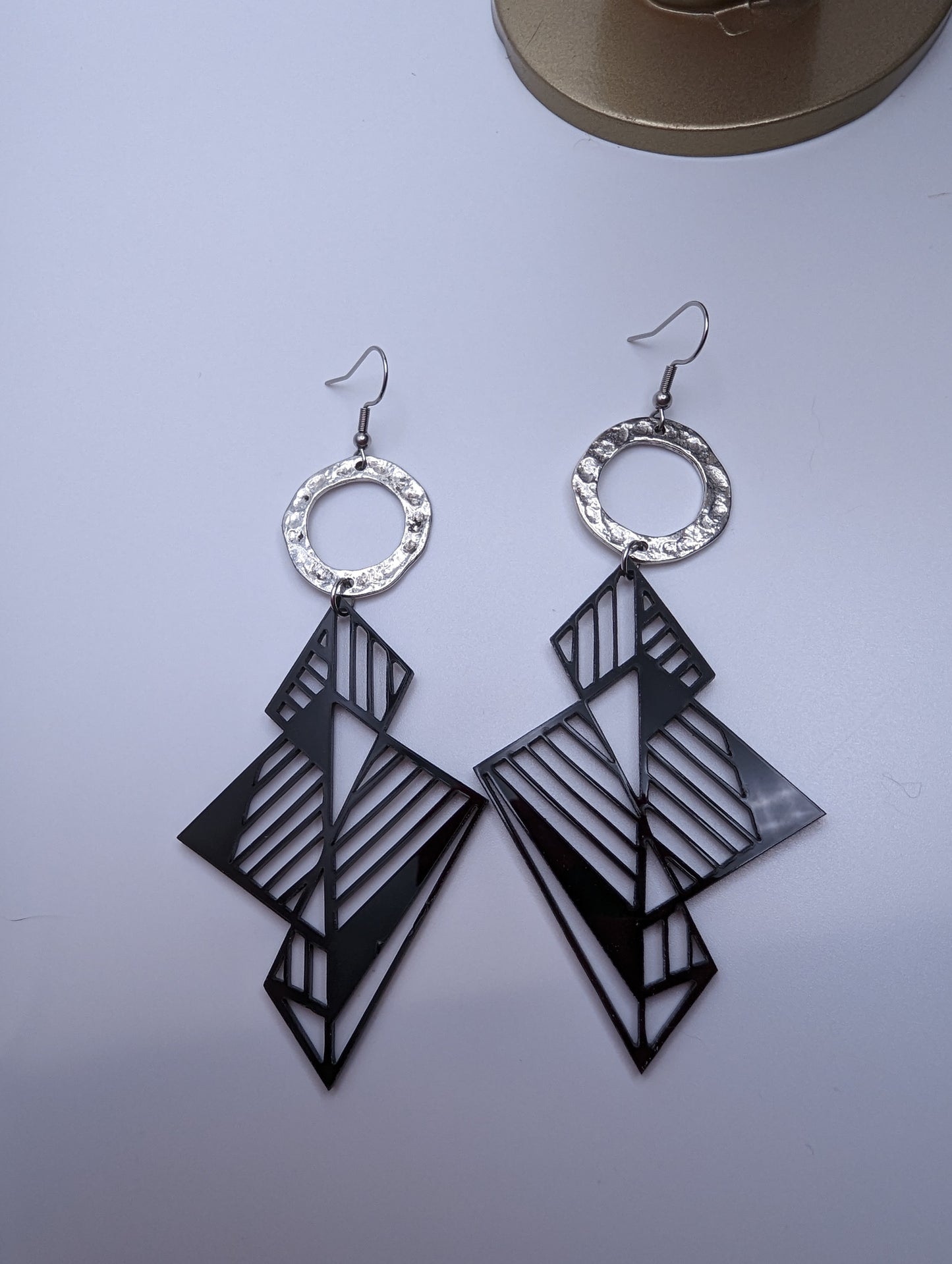Lightning Etched Long Earrings