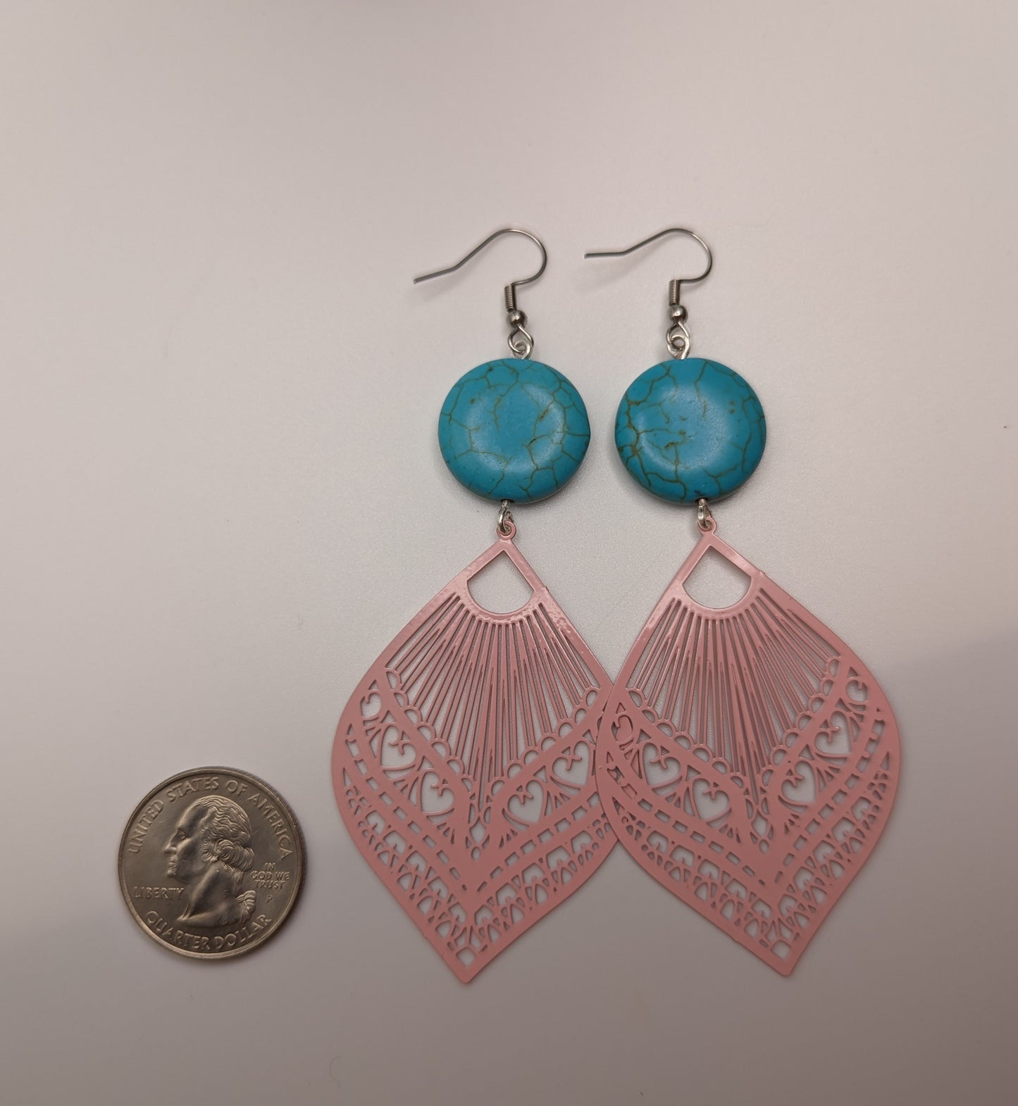 Pink and turquoise earrings