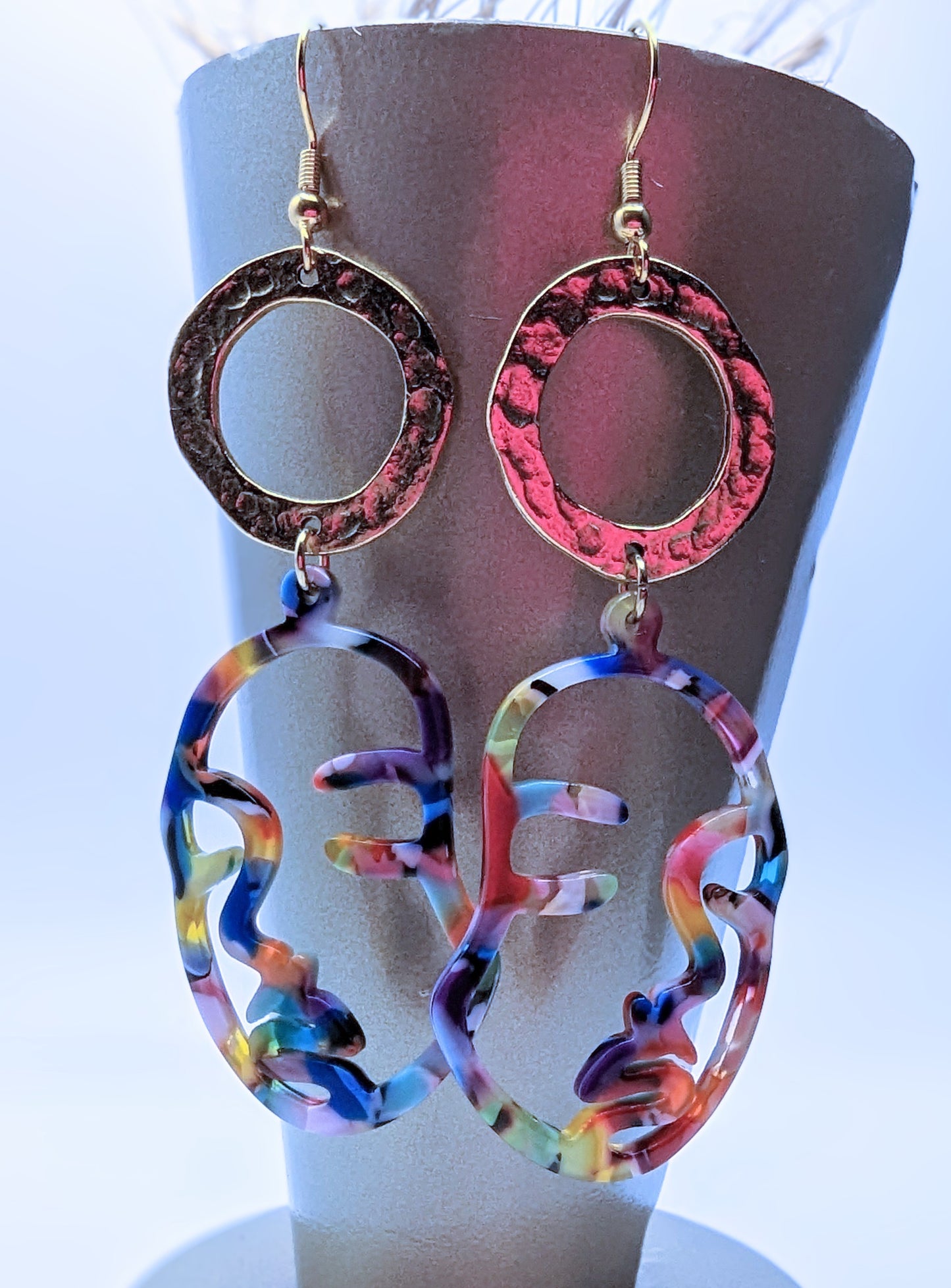 Multicolored Face Earrings