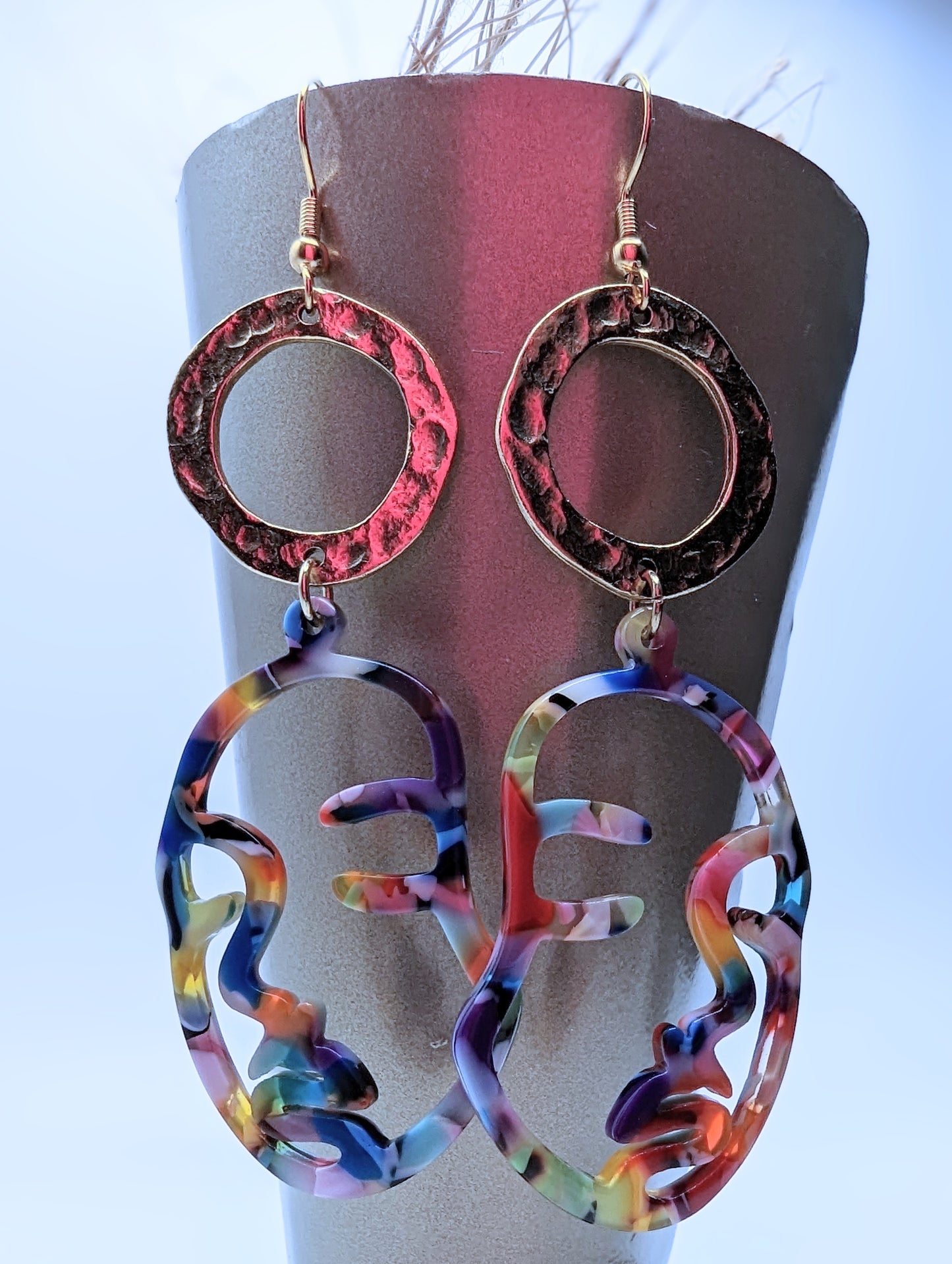 Multicolored Face Earrings