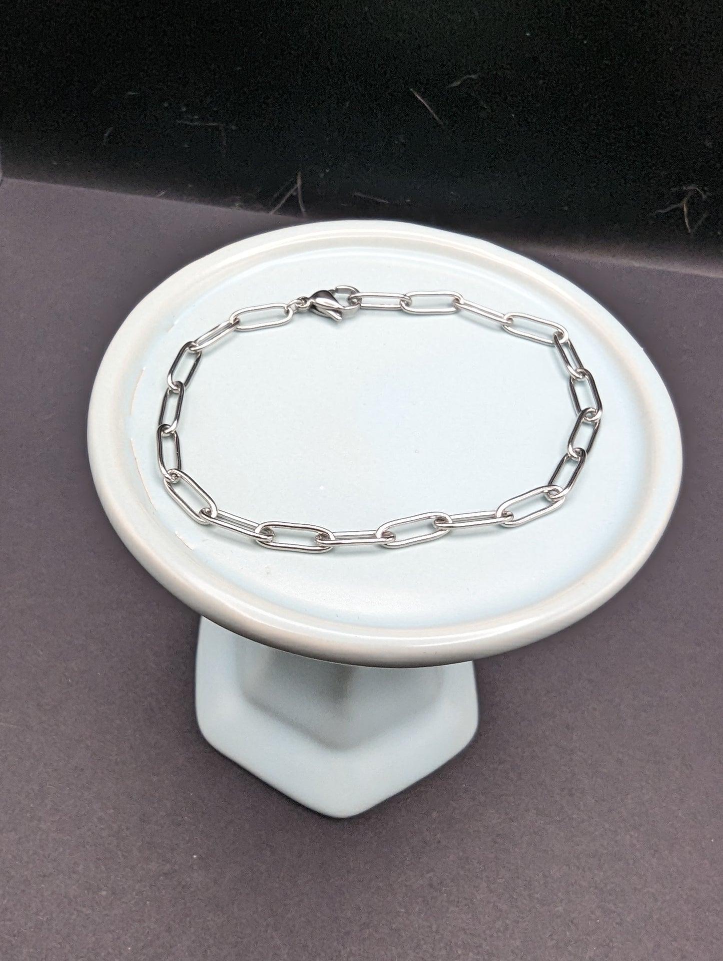 Stainless steel paper clip chain bracelet