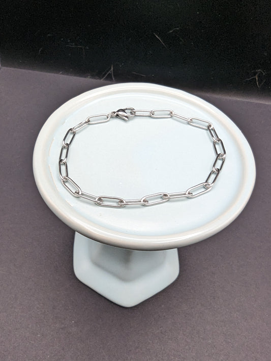 Stainless steel paper clip chain bracelet