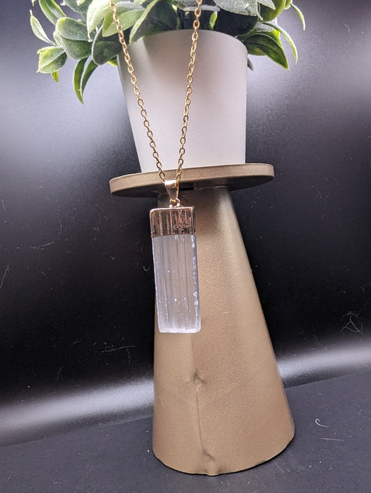 Gold Selenite Healing Necklace