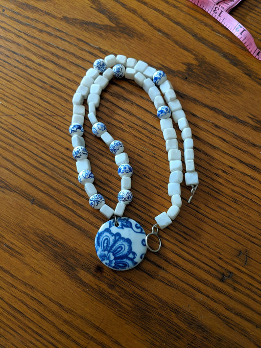 Elegant Blue and White Necklace