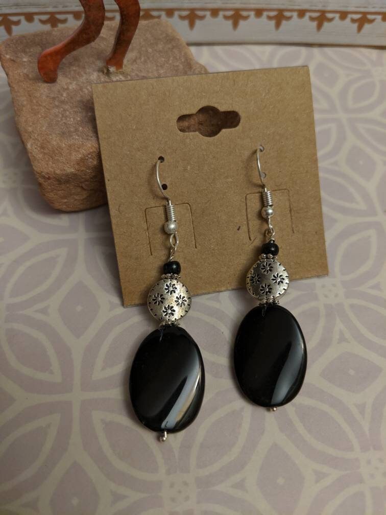 Black and Silver Earrings