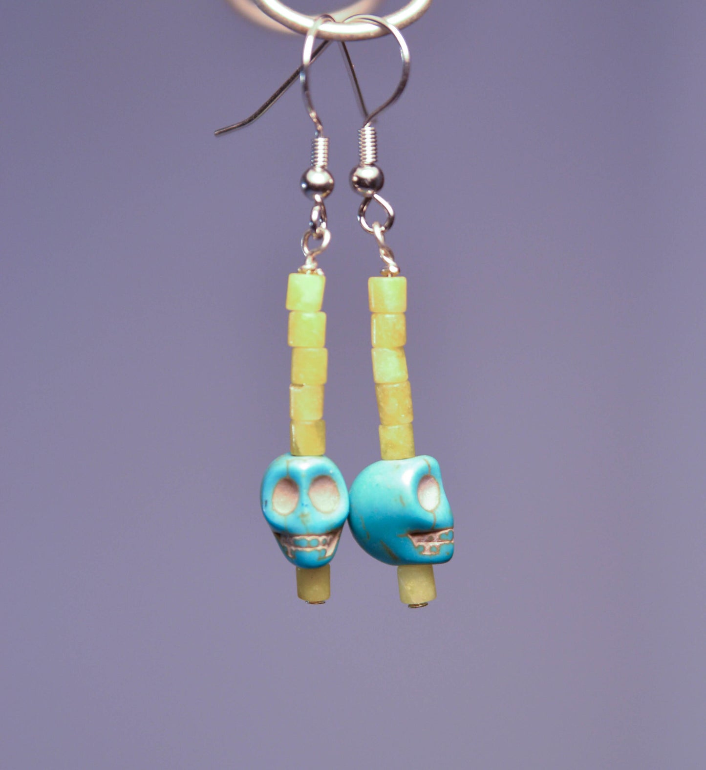 Turquoise and Lime Skull Earrings | Skull Series