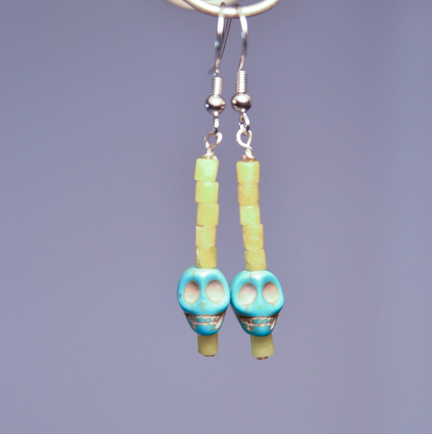 Turquoise and Lime Skull Earrings | Skull Series