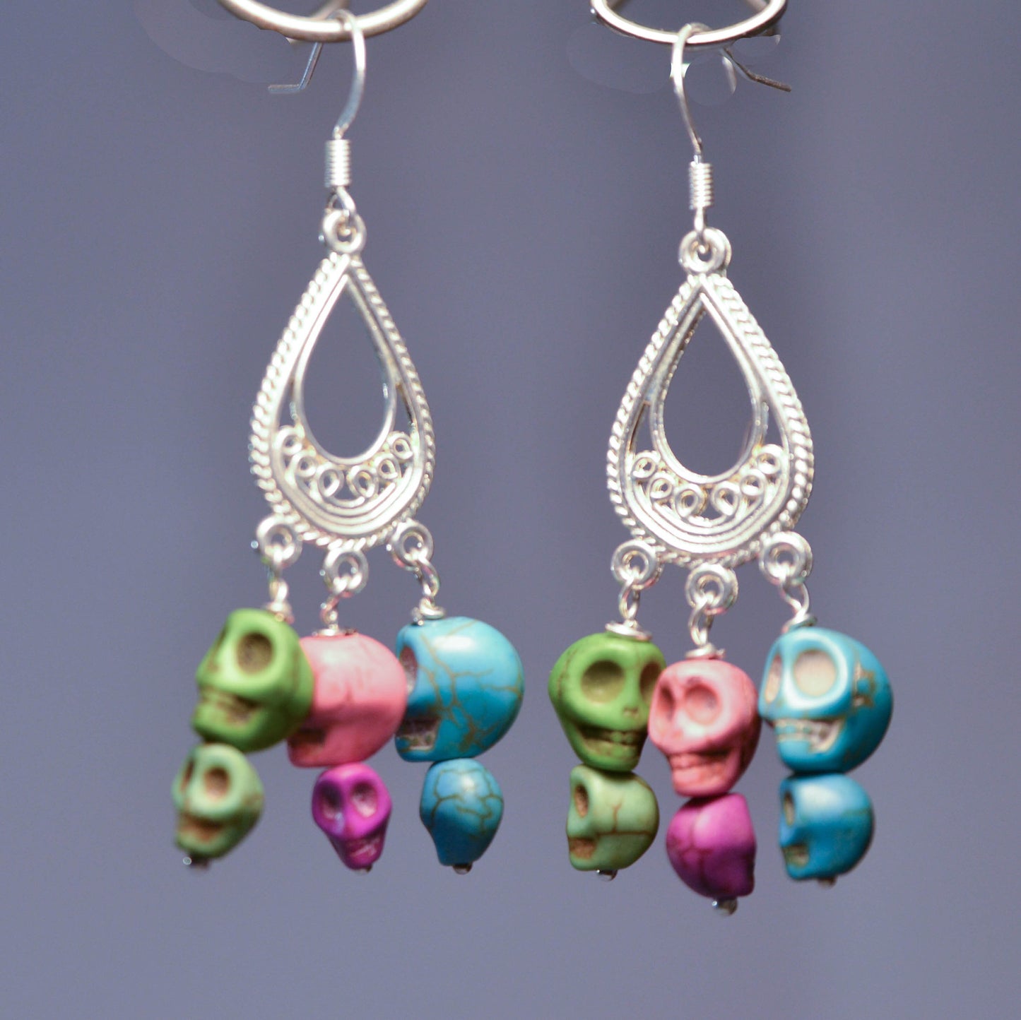 Multi-Colored Chandelier Skull Earrings | Skull Series