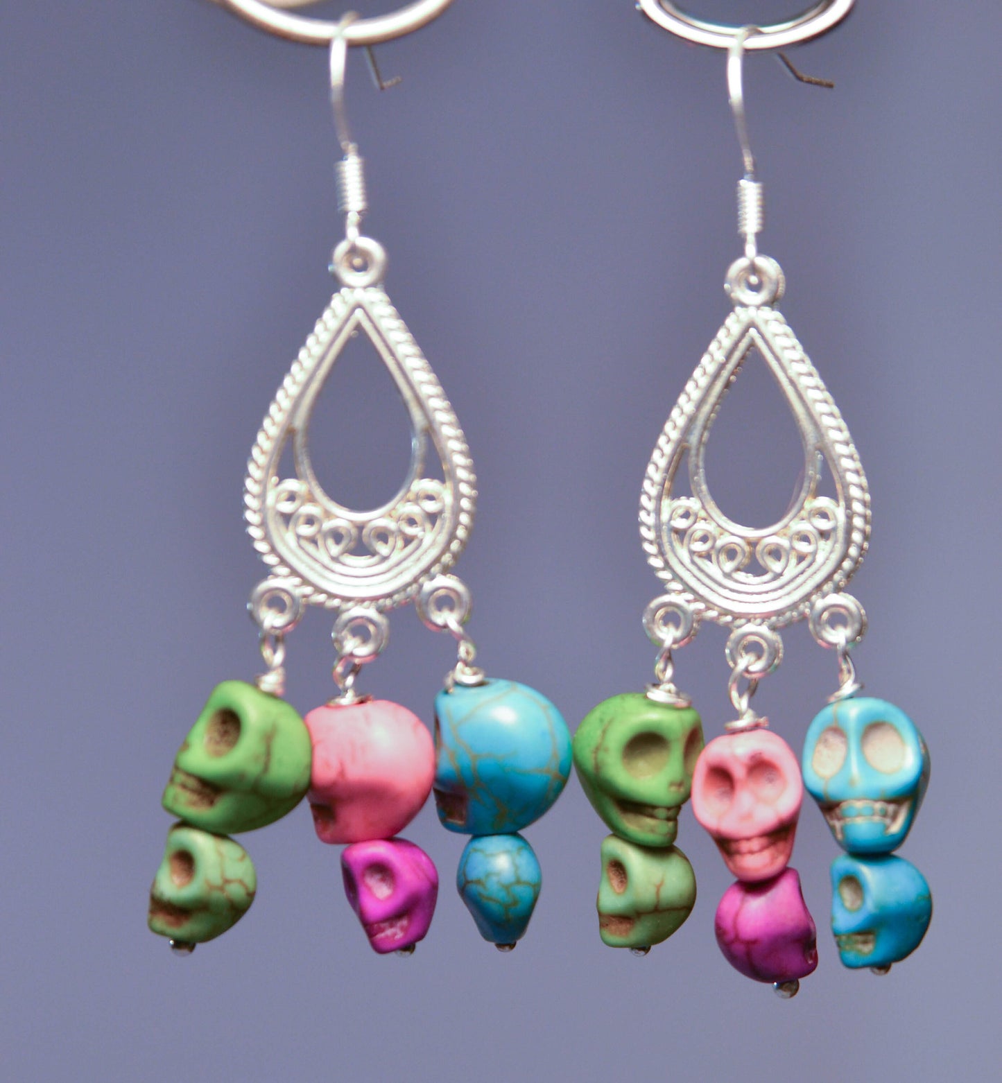 Multi-Colored Chandelier Skull Earrings | Skull Series
