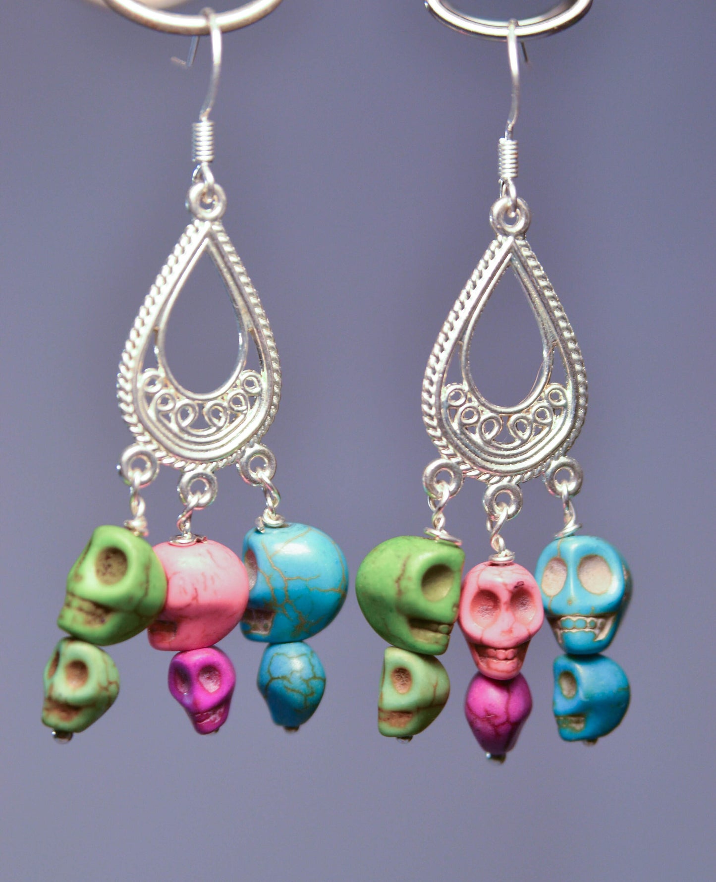 Multi-Colored Chandelier Skull Earrings | Skull Series