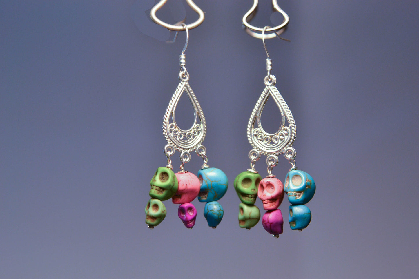Multi-Colored Chandelier Skull Earrings | Skull Series