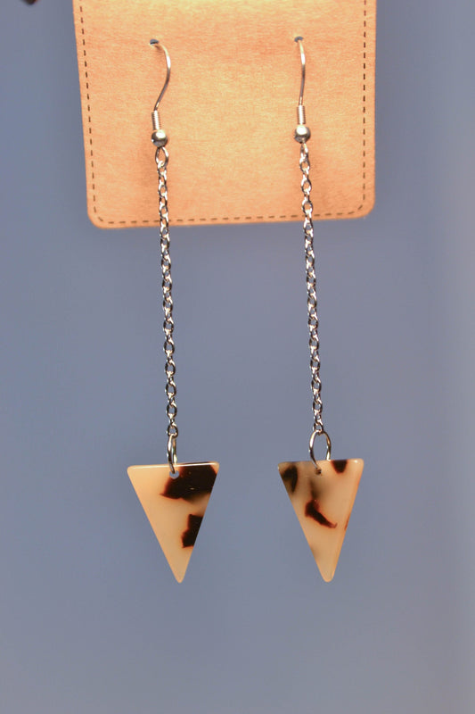 Tortoise Shell Triangle Drop Earrings