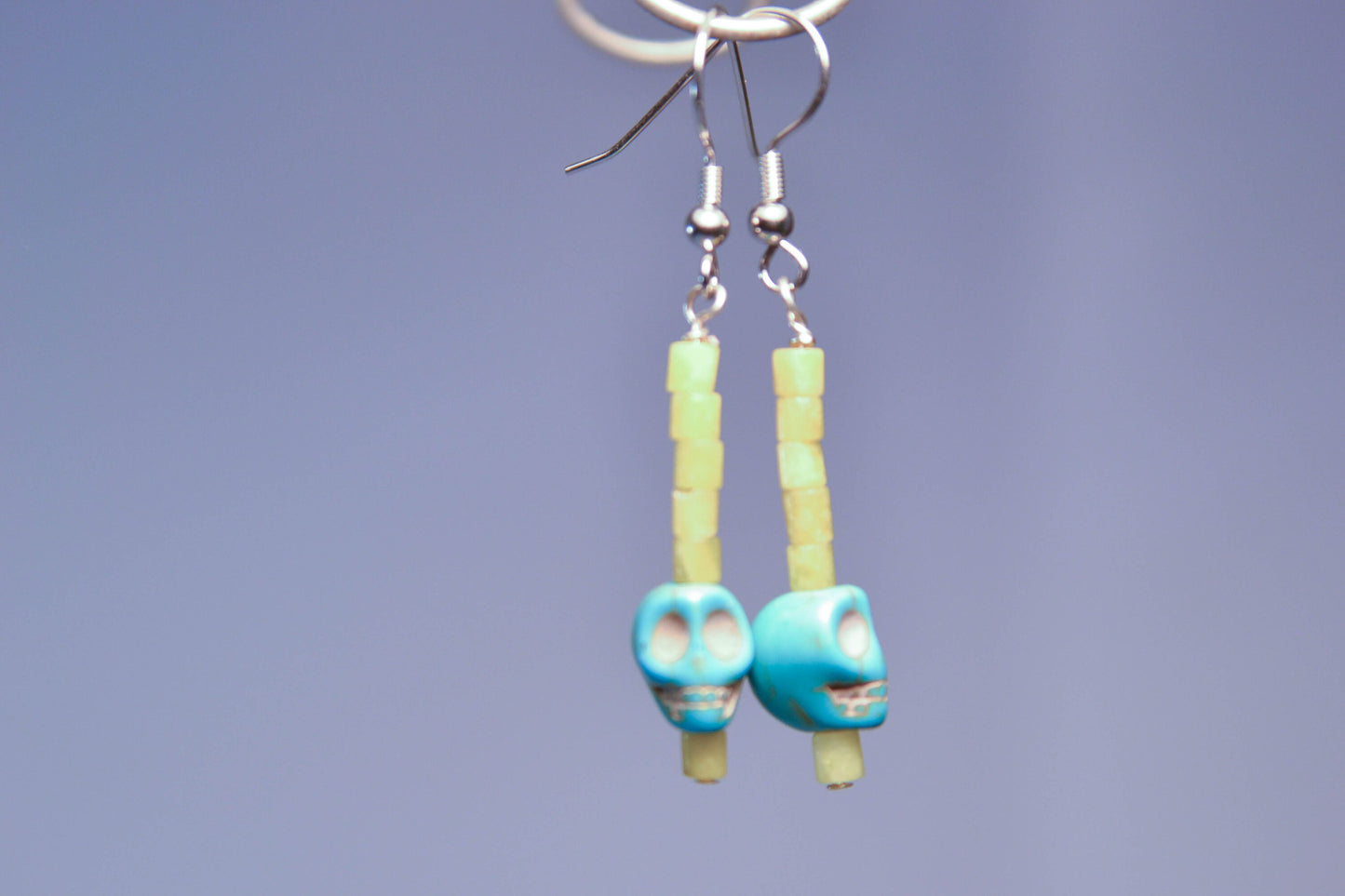 Turquoise and Lime Skull Earrings | Skull Series