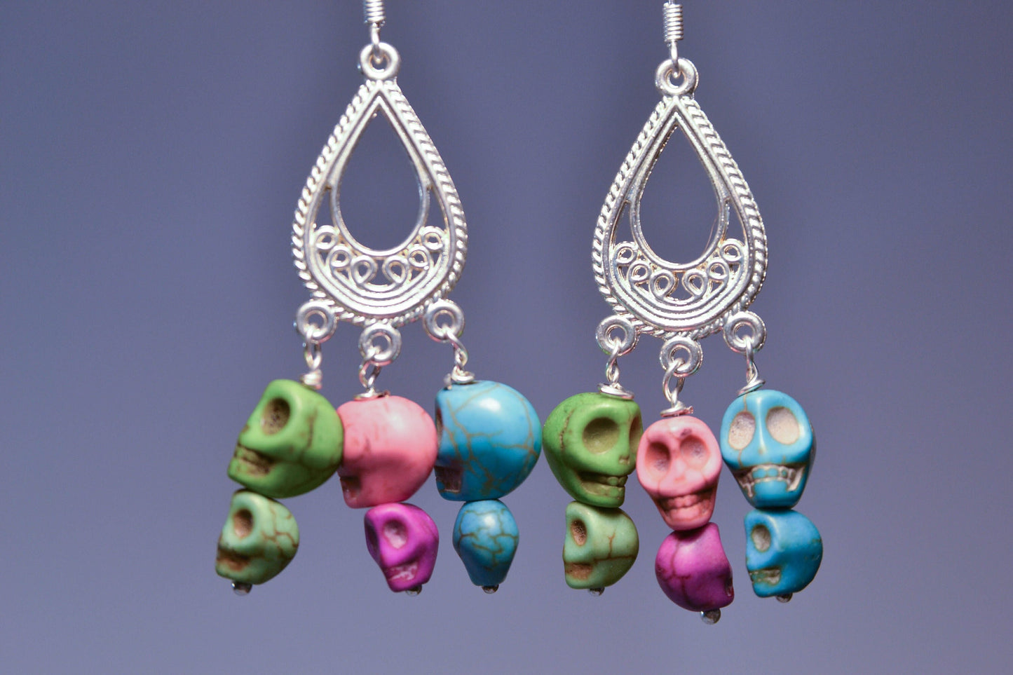 Multi-Colored Chandelier Skull Earrings | Skull Series