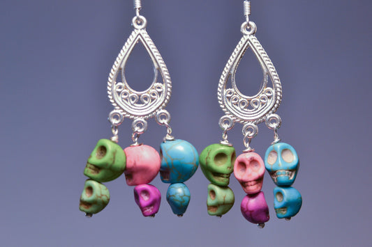 Multi-Colored Chandelier Skull Earrings | Skull Series