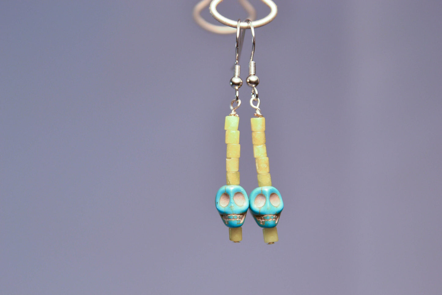 Turquoise and Lime Skull Earrings | Skull Series