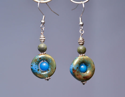 Zen Green and Blue Dangle Earrings