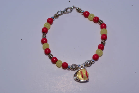 Softball Lover Beaded Charm Bracelet | Softball Mom | Softball Gift