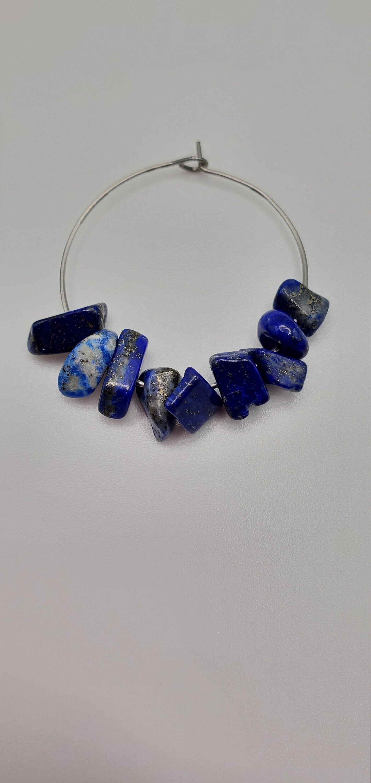 Natural Blue Lapis Lazuli Hoop Earrings | Stainless Steel | Minimalist | Light Weight