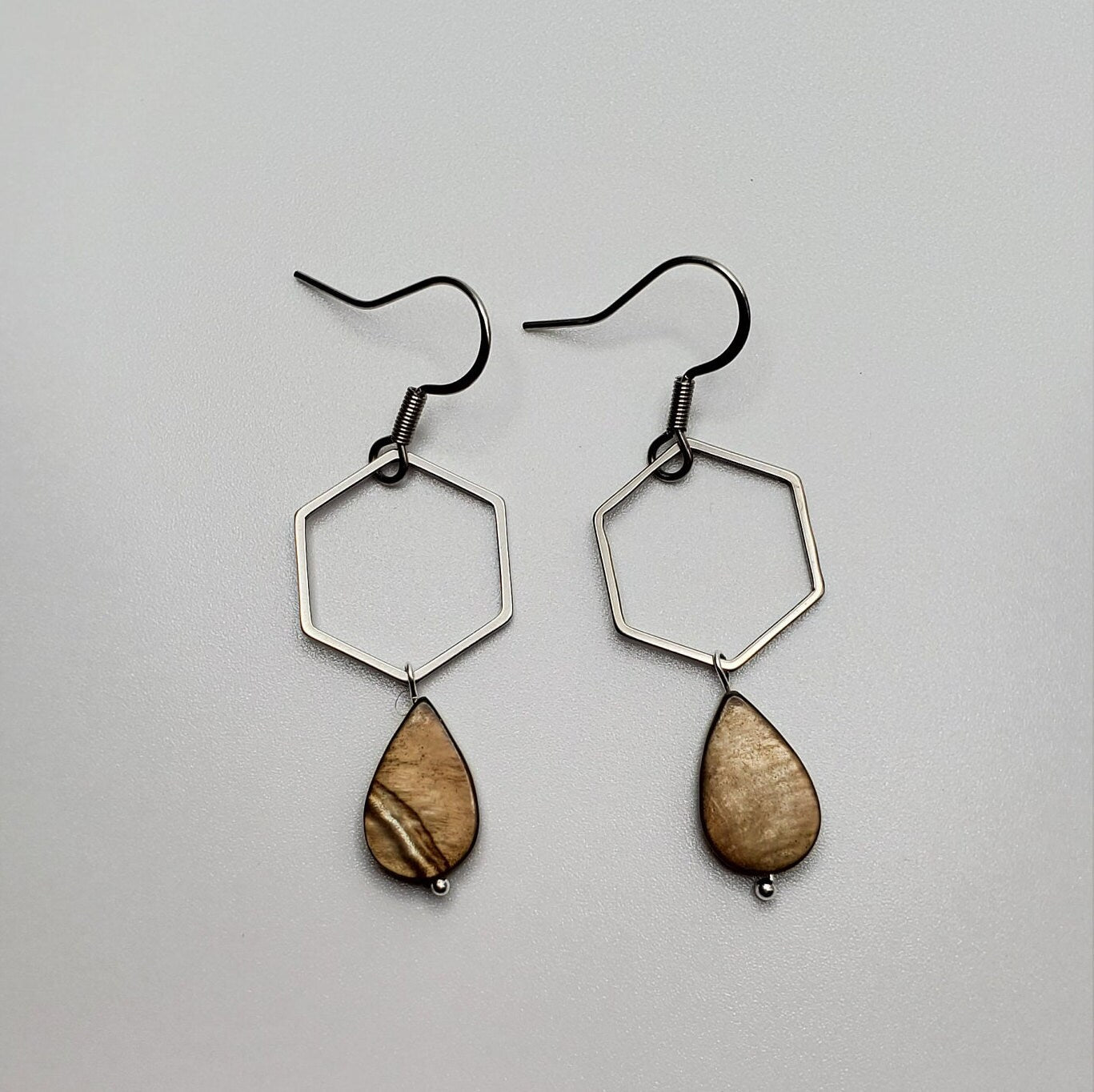 Modern Hexagon and Tear Drop Earrings | Anti-Tarnish | Stainless Steel